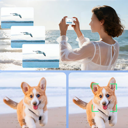 4K Digital Camera Dual Screen Selfie Camera for Vlogging - White