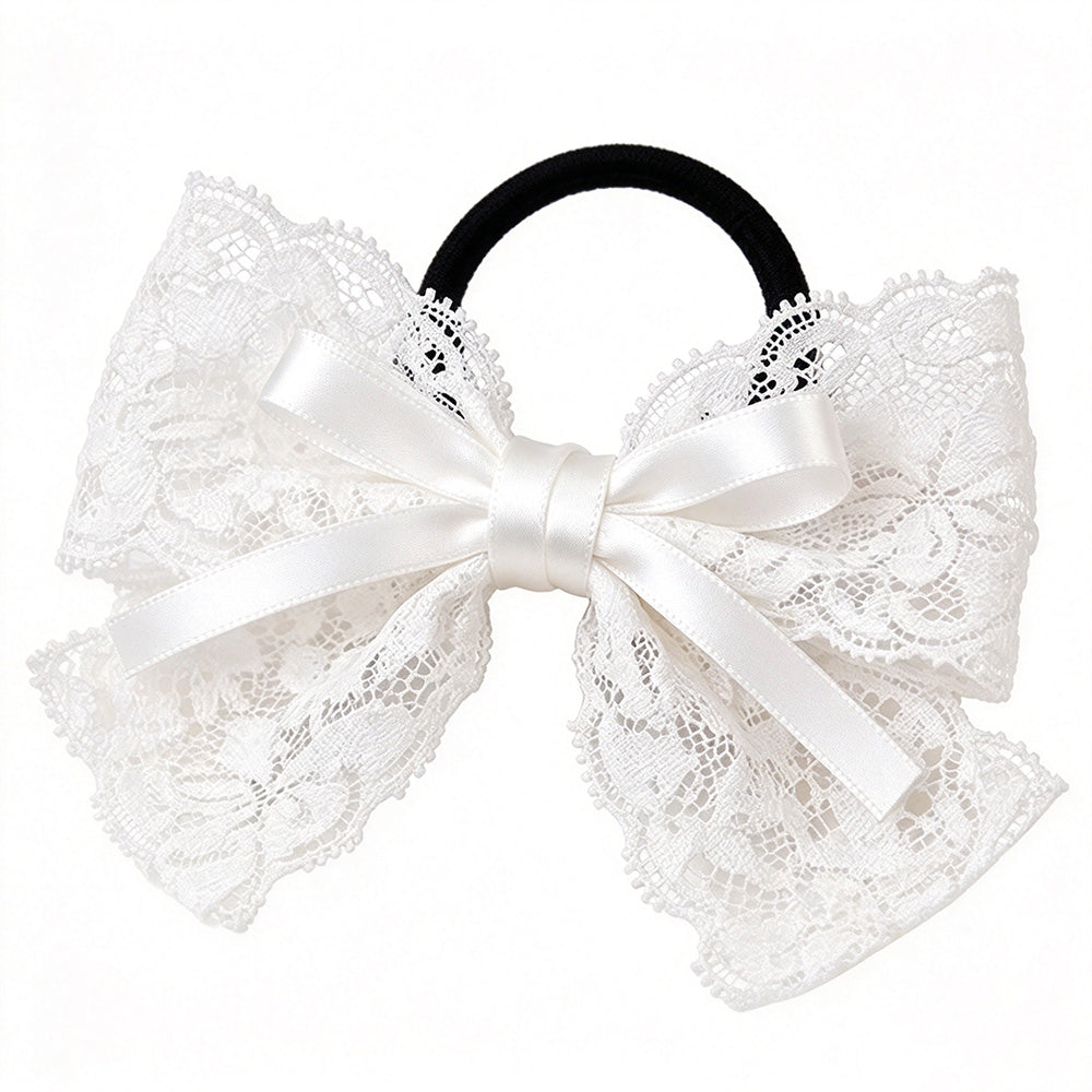 10 Yards Elastic Floral Lace Trim Stretch Ribbon for Sewing and DIY Crafts - White