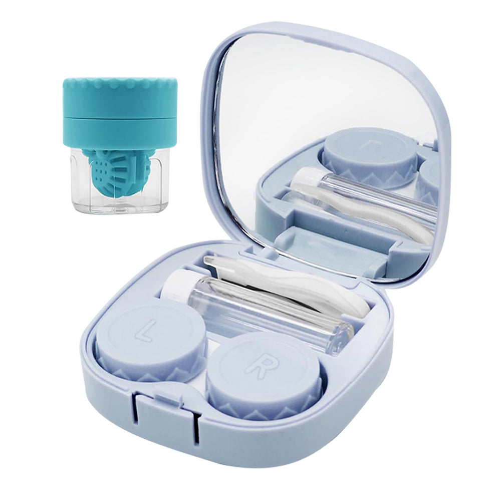 Contact Lens Case and Washer Set Travel Size Contact Lenses Cleaning Storage Tool Kit Blue