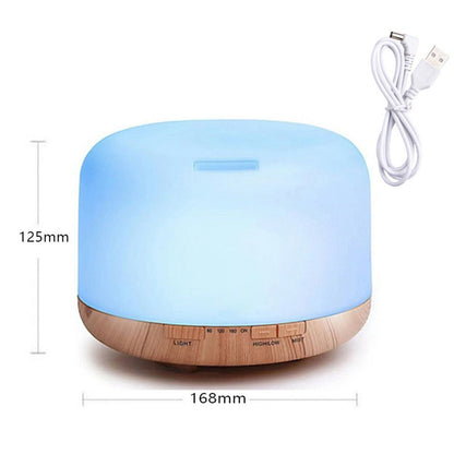 500ML Ultrasonic Aroma Diffuser Colorful LED Essential Oil Air Humidifier Purifier Light Wood