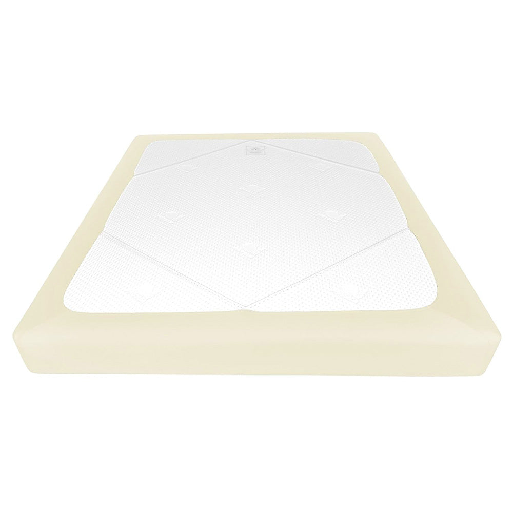 Elastic Box Spring Cover Stretchy Wrap Around 4 Sides Bed Skirt for Hotel Home -Beige