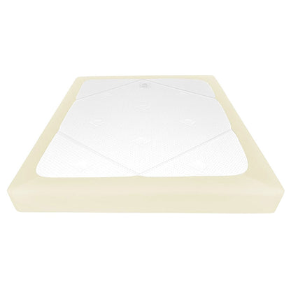 Elastic Box Spring Cover Stretchy Wrap Around 4 Sides Bed Skirt for Hotel Home -Beige