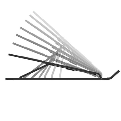 Foldable Aluminum Laptop Tablet Stand with 6 Height Levels - Black