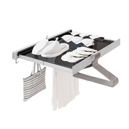 Retractable Pull Out Laundry Rack Wall Mount Space Saving Drying Rack for Bathroom Laundry Room White