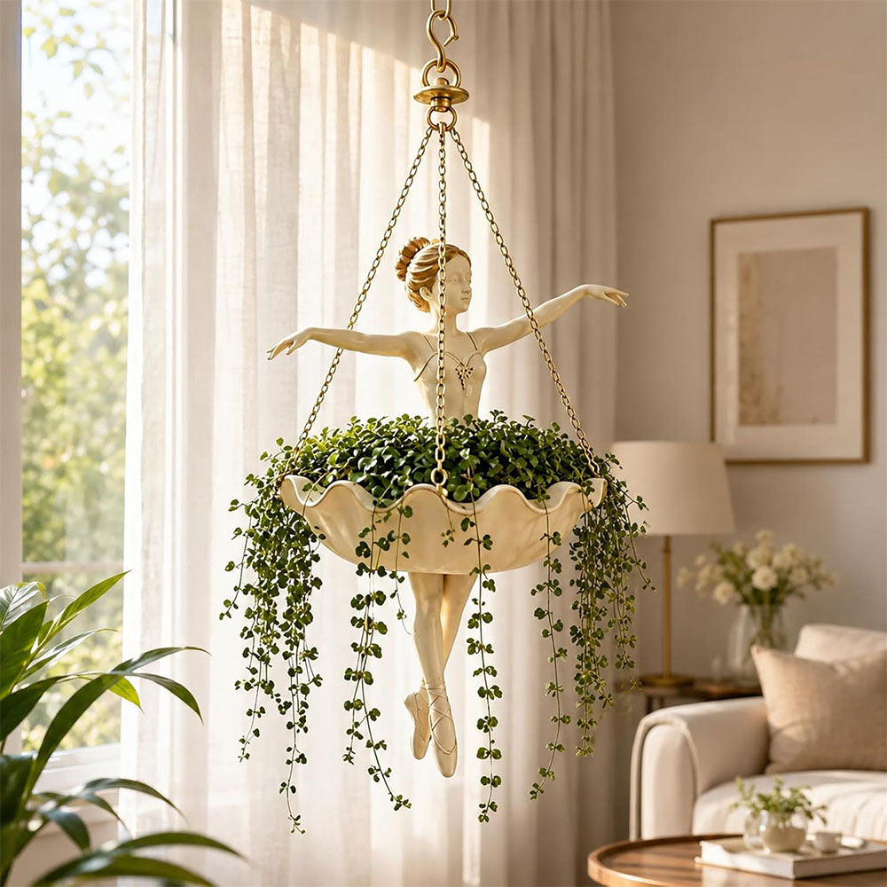 Ballerina Hanging Planter Resin Ballet Dancer Decor Pot