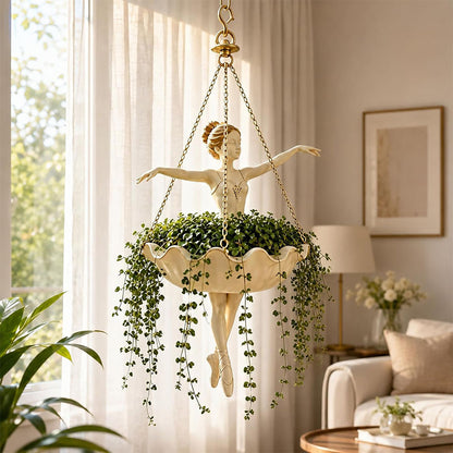 Ballerina Hanging Planter Resin Ballet Dancer Decor Pot
