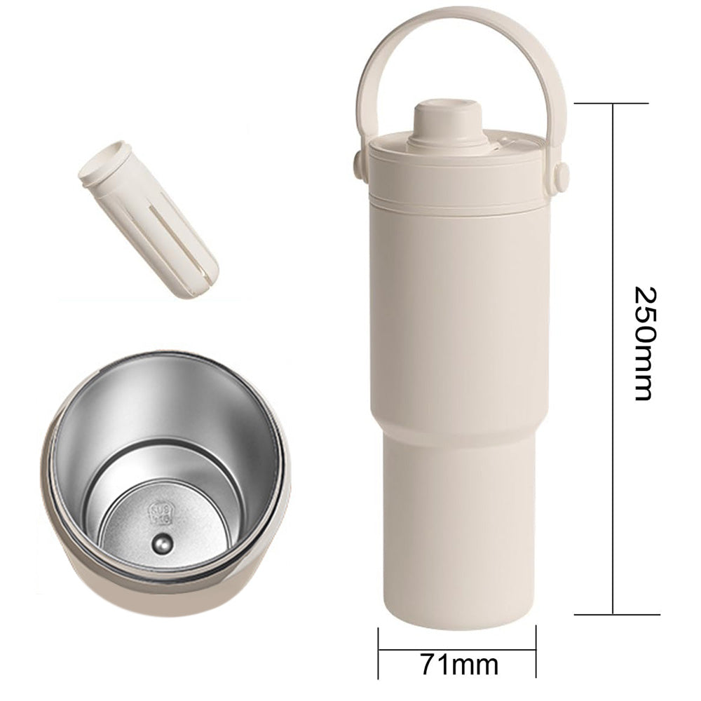 Dual Lid Tumbler with Straw 735ml Vacuum Insulated Water Bottle-White