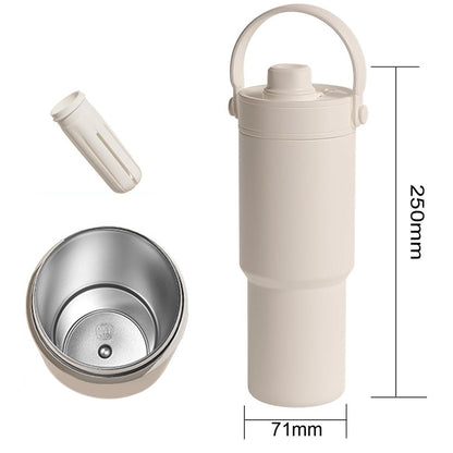 Dual Lid Tumbler with Straw 735ml Vacuum Insulated Water Bottle-White