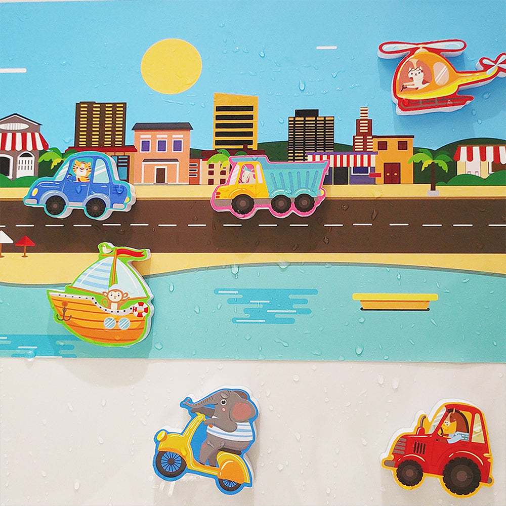 Set of DIY Cartoon Animals Cars Wall Stickers -Green