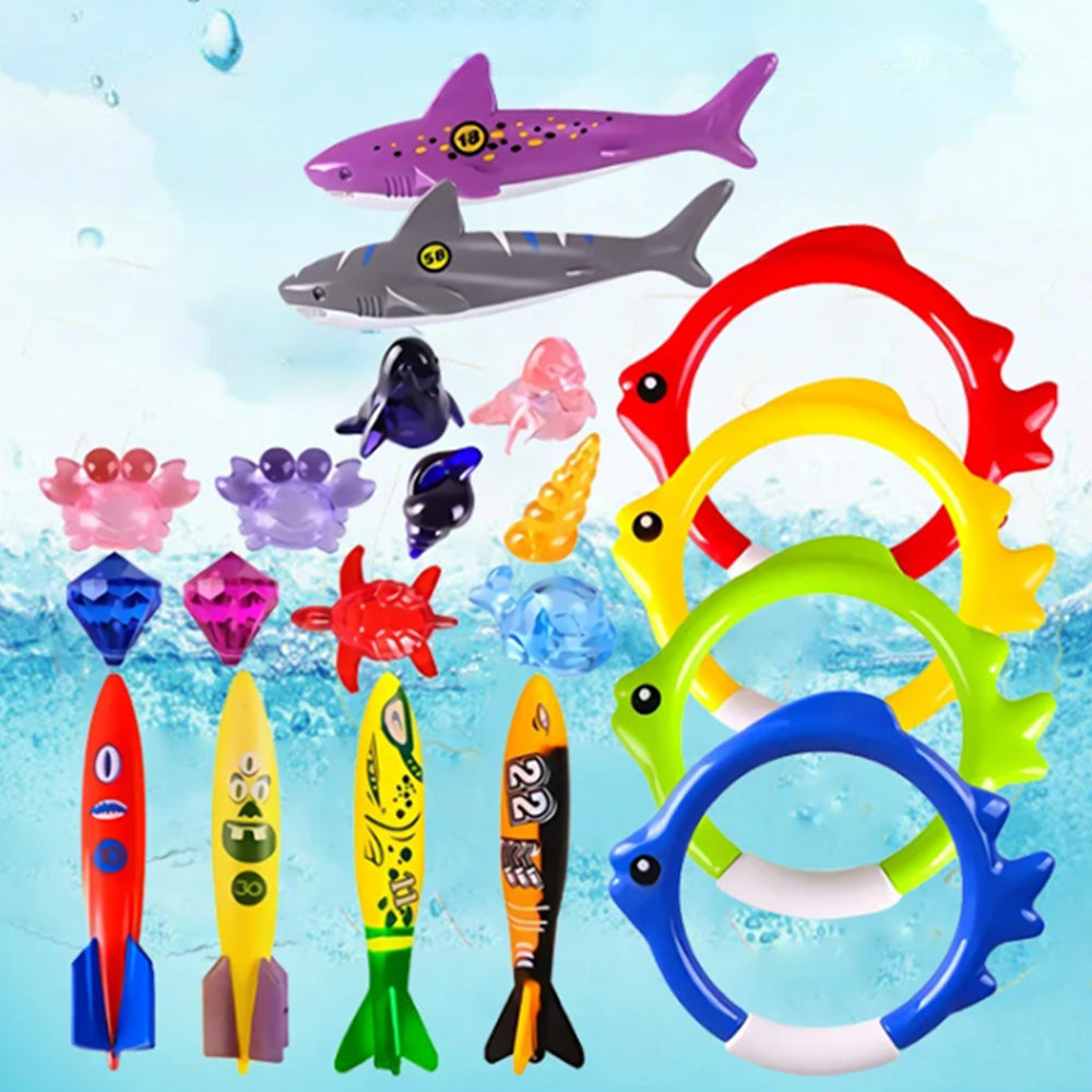 20Pcs Set Summer Pool Diving Swimming Toys Underwater Fun Swim Games Sinking Toys Kit