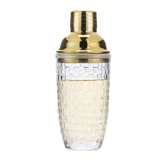Glass Cocktail Shaker Leakproof Drinks Shaker with Steel Lid Ice Shaker for Home and Bar Use Golden