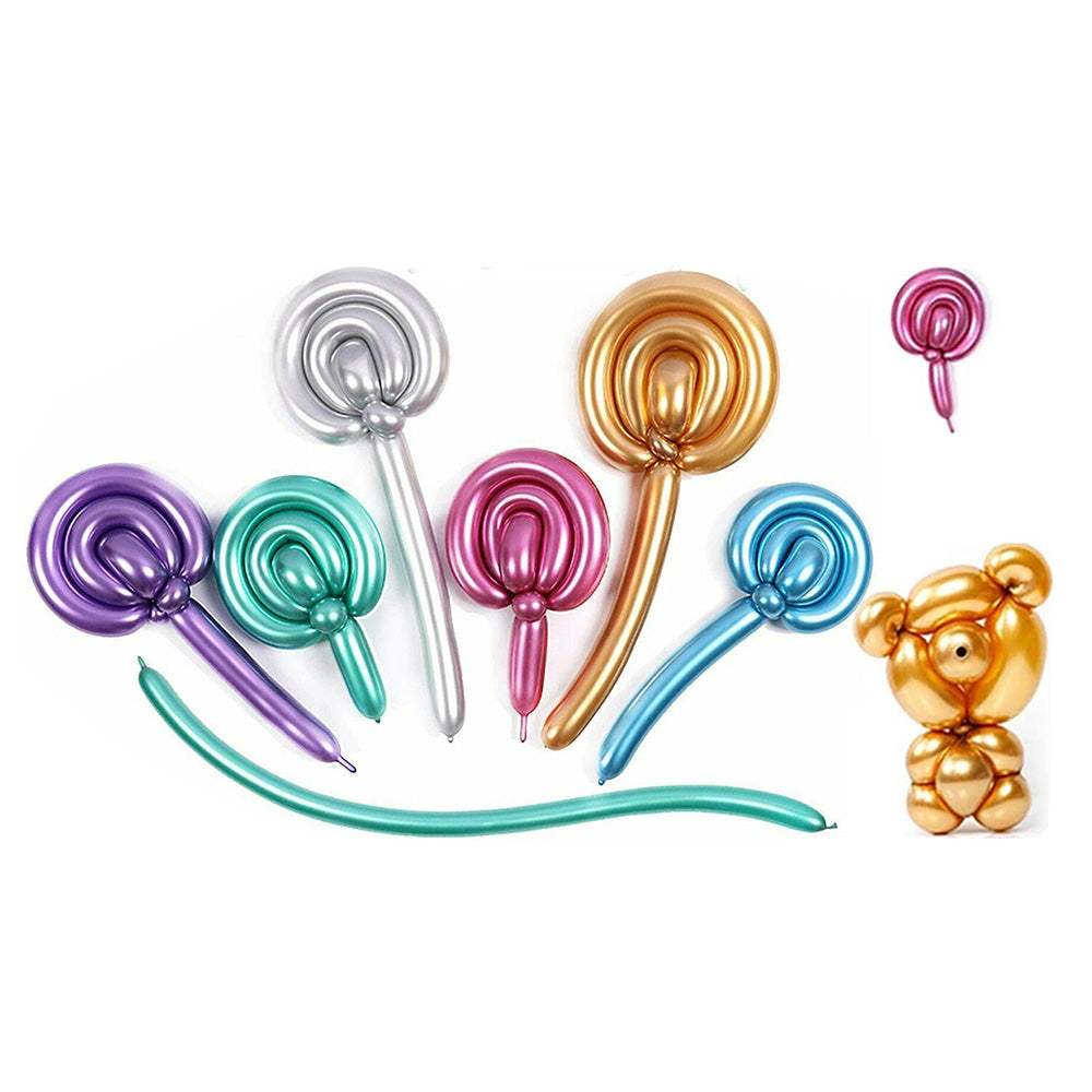 100 Piece Metallic Long Balloons for Birthday Wedding Party Decor