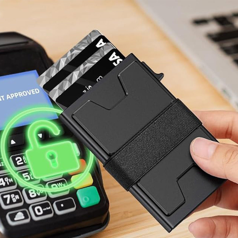 RFID Blocking Card Holder for Men Minimalist Metal Pop Up Wallet