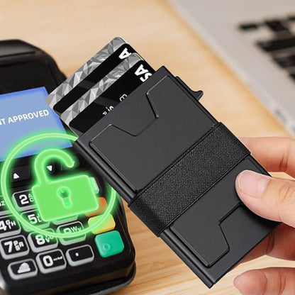 RFID Blocking Card Holder for Men Minimalist Metal Pop Up Wallet