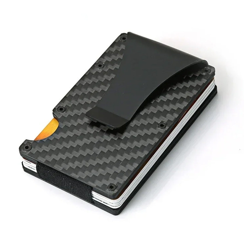 RFID Blocking Wallet Travel ID Card Holder with Metal Clip Black