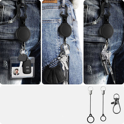 2Pcs Retractable Badge Reels with Carabiner and Adjustable Phone Lanyard