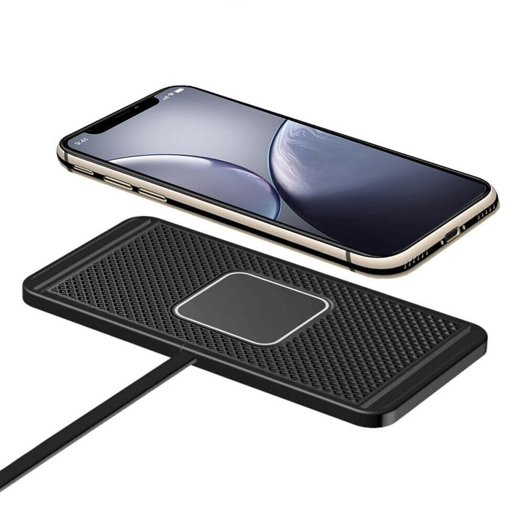 15W Wireless Charger Pad Dock Car Phone Holder Mat Non-Slip Charging Station USB-A Style