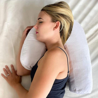 Side Sleeper Pillow with Ear Hole J Shaped Body Pillow for Neck Back Shoulder Support