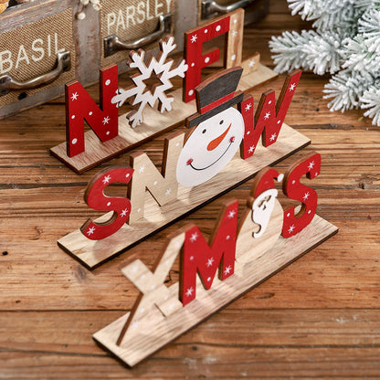 3Pcs Wooden Christmas Decoration Ornaments Xmas Mantel Decor Table Top Ornaments