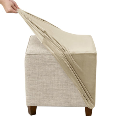 Square Ottoman Cover Stretch Slipcover Footstool Cover Beige S