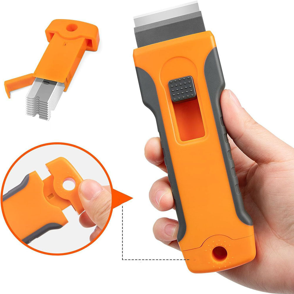 Retractable Razor Blade Scraper Tool with 15 Metal Blades