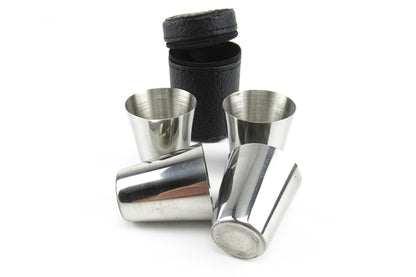 6 Pieces 30ml Stainless Steel Shot Cup Set with PU Carry Pouch