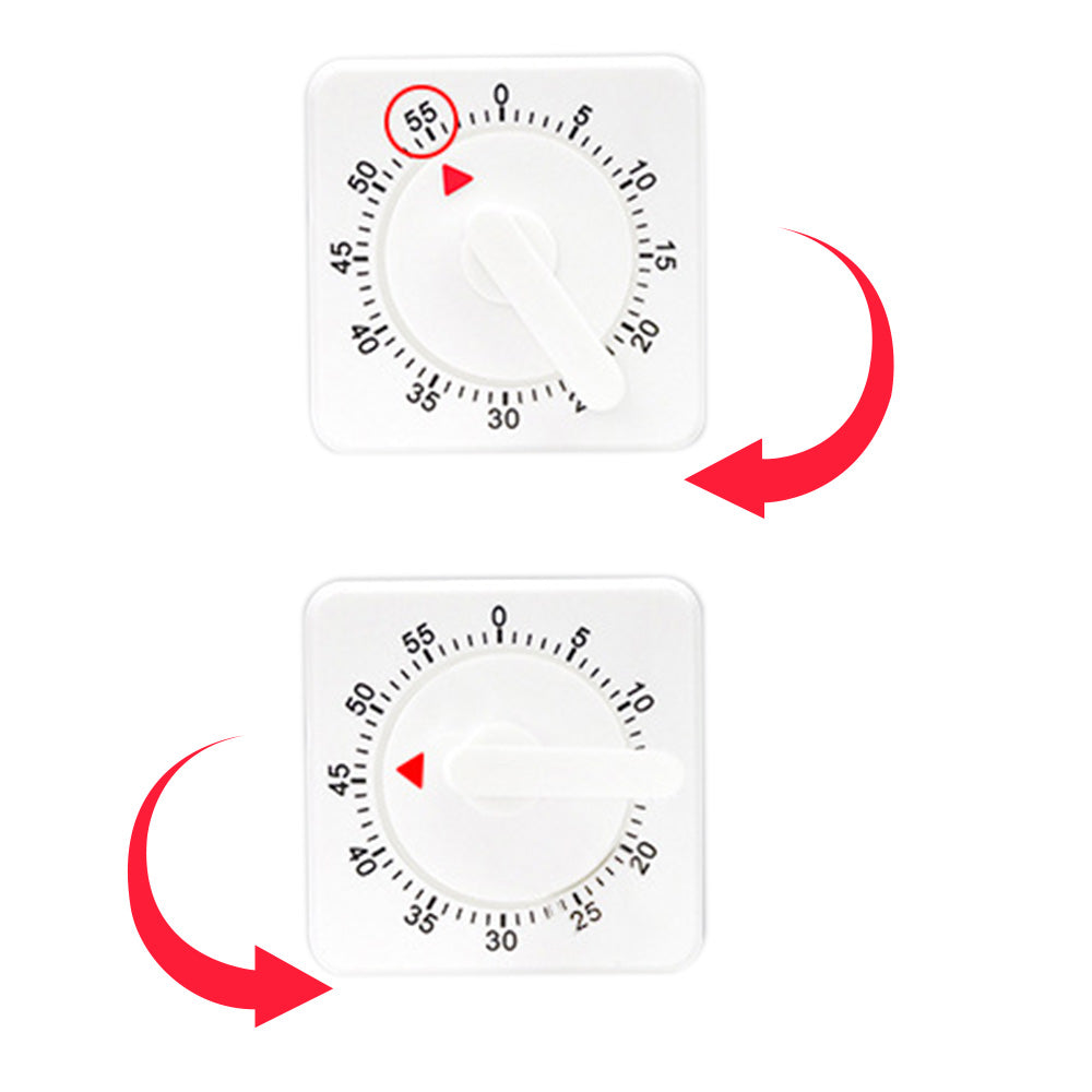 60-Minute Mechanical Kitchen Timer Visual Countdown Timer for Kitchen Cooking Study White