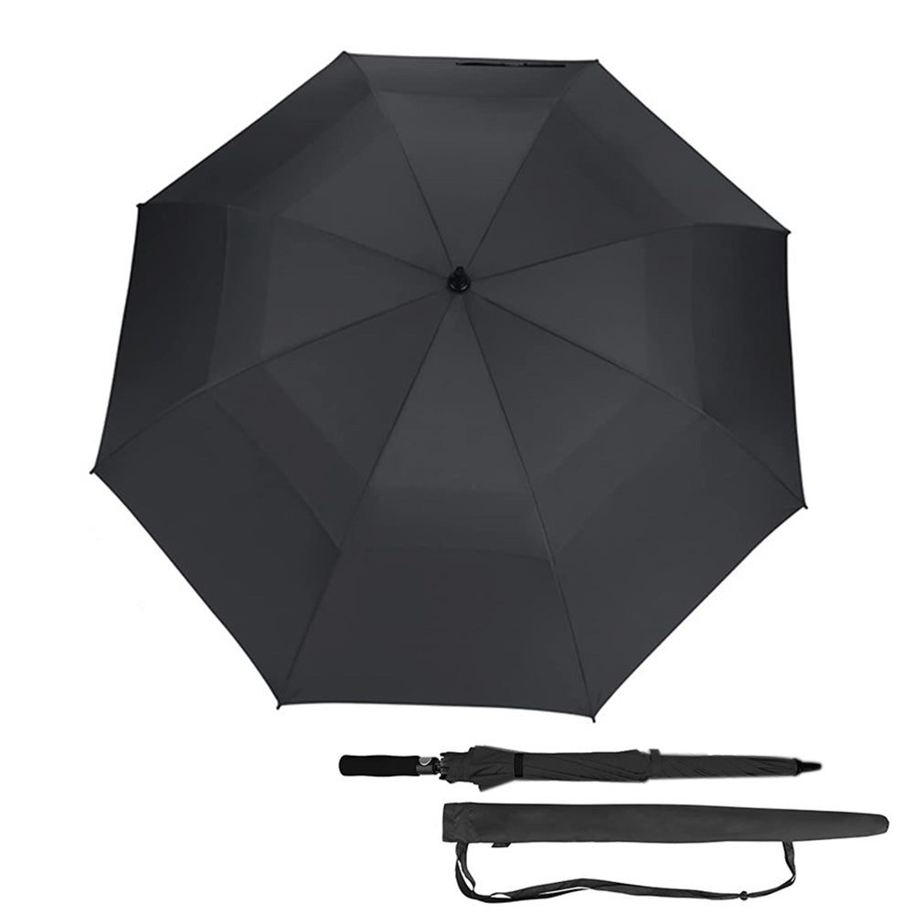 30 Inch Outdoor Auto Open Golf Umbrella Windproof Straight Stick Umbrella Black