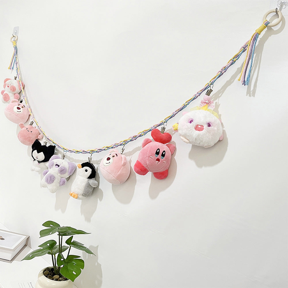 200CM Cotton Rope Hanger with 20 Clips for Photos Plush Toys-Mixed