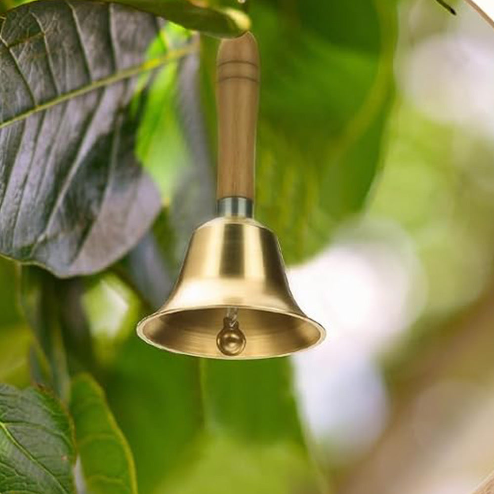Brass Hand Bell with Wooden Handle Clear Ringing for Dinner Classroom Wedding  Service Use