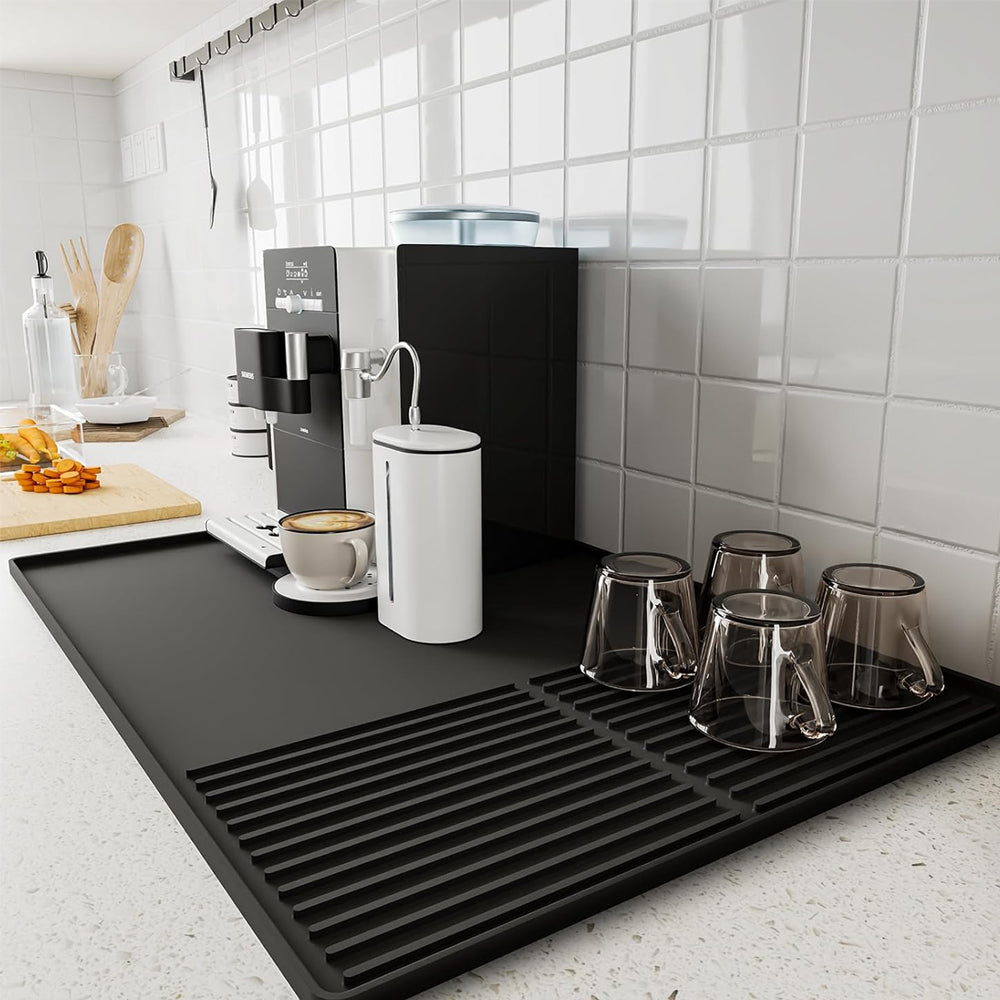 60x40cm Silicone Coffee Machine Mat with Separate Drain Pad