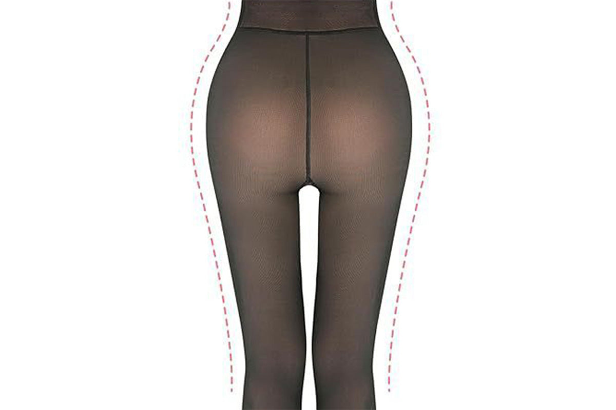 Plus Size Sheer Tights Thermal Pantyhose Bare Legs Illusion Warm - Black