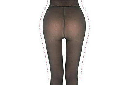 Plus Size Sheer Tights Thermal Pantyhose Bare Legs Illusion Warm - Black
