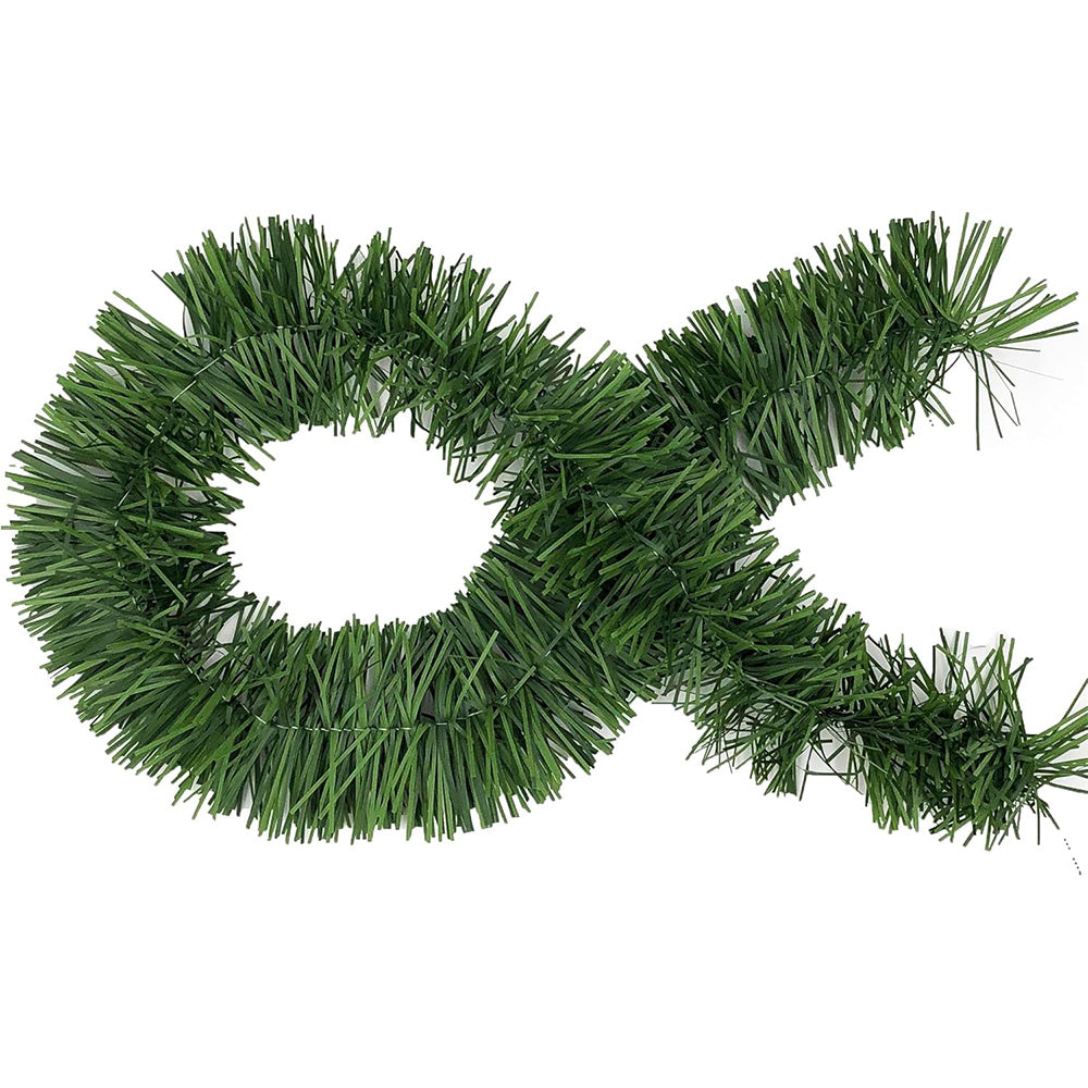 15m Green Christmas Tinsel Garland for Holiday Party & Home Decoration