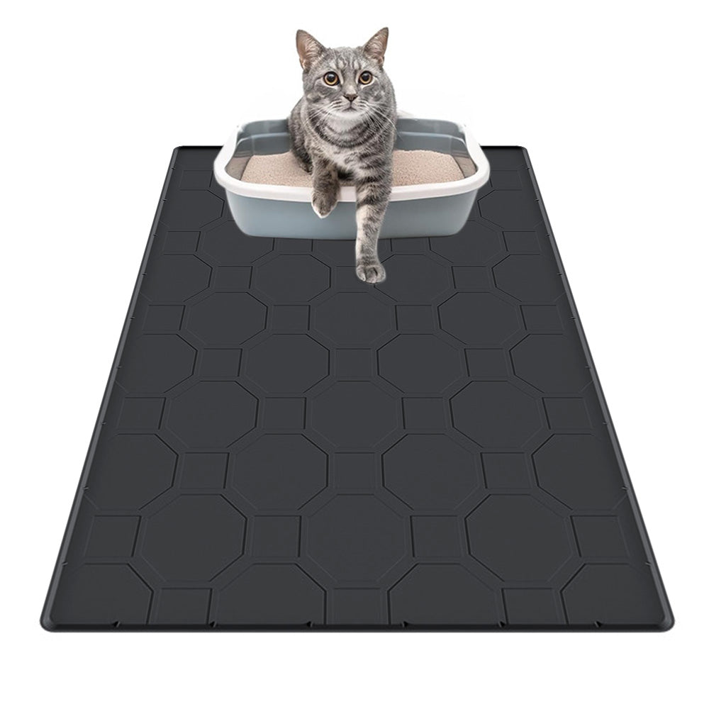 86x56cm Waterproof Silicone Cat Mat ââ‚?Little Box Mat for Cats Black