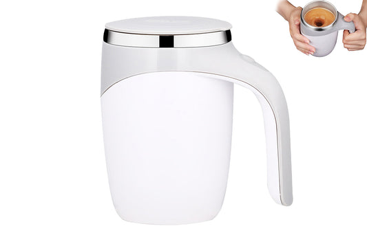 Stainless Automatic Magnetic Stirring Coffee Cup For Coffee Milk Home Office Travel-White
