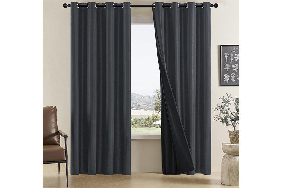2 Pack 100 Percent Blackout Curtains - Black