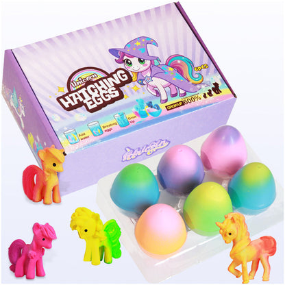 6PCS Unicorn Hatching Rainbow Eggs ¨C Magic Growing Toy Set for Kids