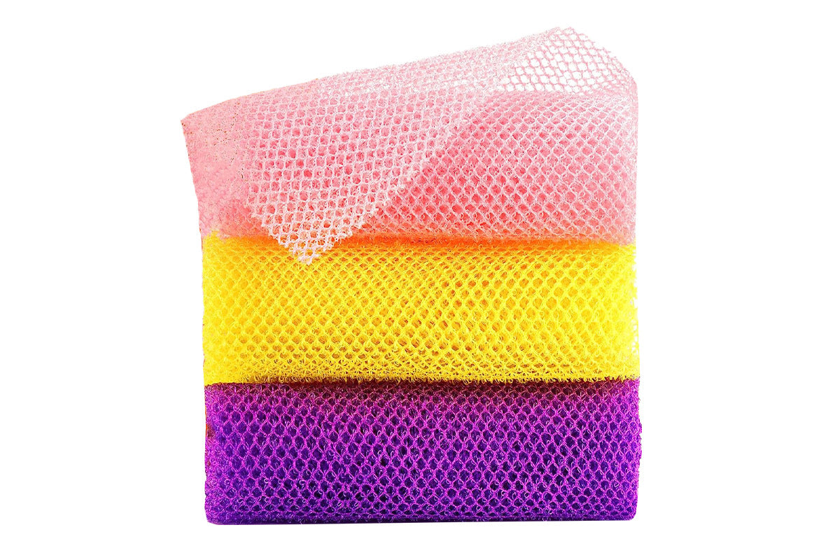 3Pcs African Bath Sponge Long Net Bath Sponge for Exfoliating Shower Body Scrubber