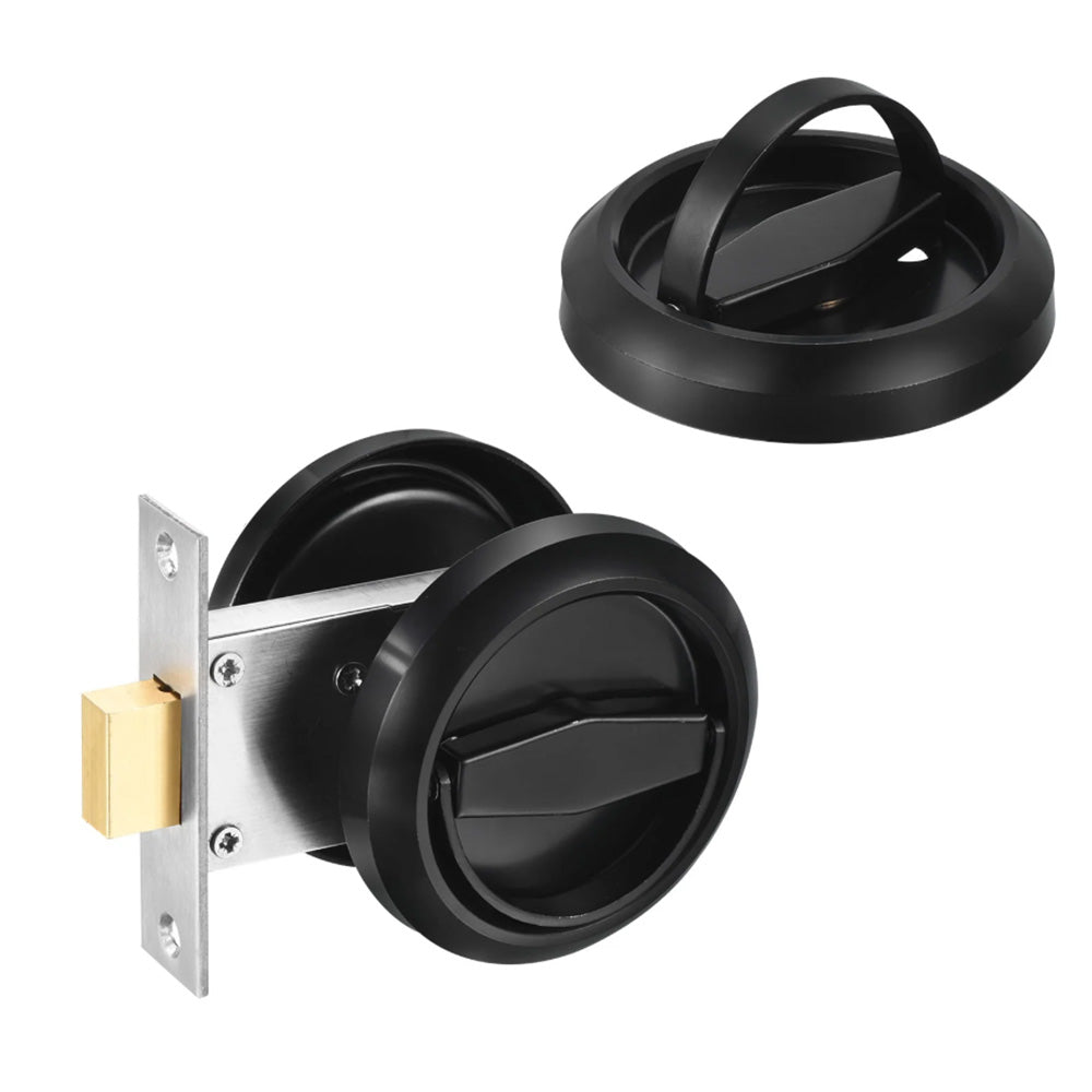 Hidden Door Lock Invisible Latch Double Sided Privacy Lock for Bedroom Bathroom Stainless Steel-Black