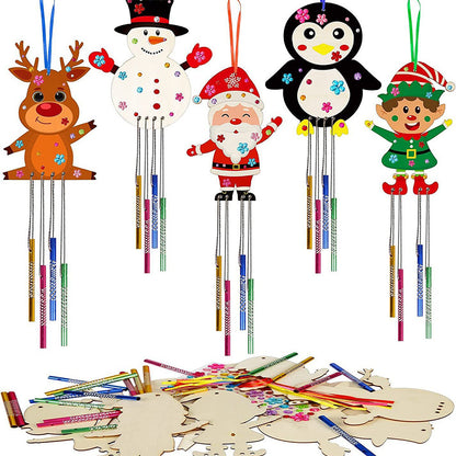 3D Wooden Wind Chime Craft Kit for Kids DIY Wind Chimes Decorative Ornament Christmas Style