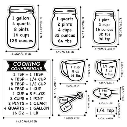 Kitchen Conversion Chart Sticker Set Transparent