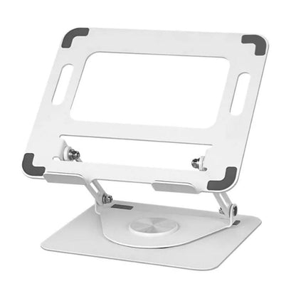 Adjustable Laptop Desktop Stand with 360-Degree Rotating Base Ergonomic Laptop Riser for 10-17in Laptops White