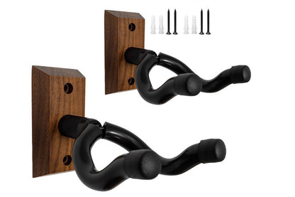 2Pcs Black Walnut U Shaped Wall Hanger for Guitar Banjo Bass