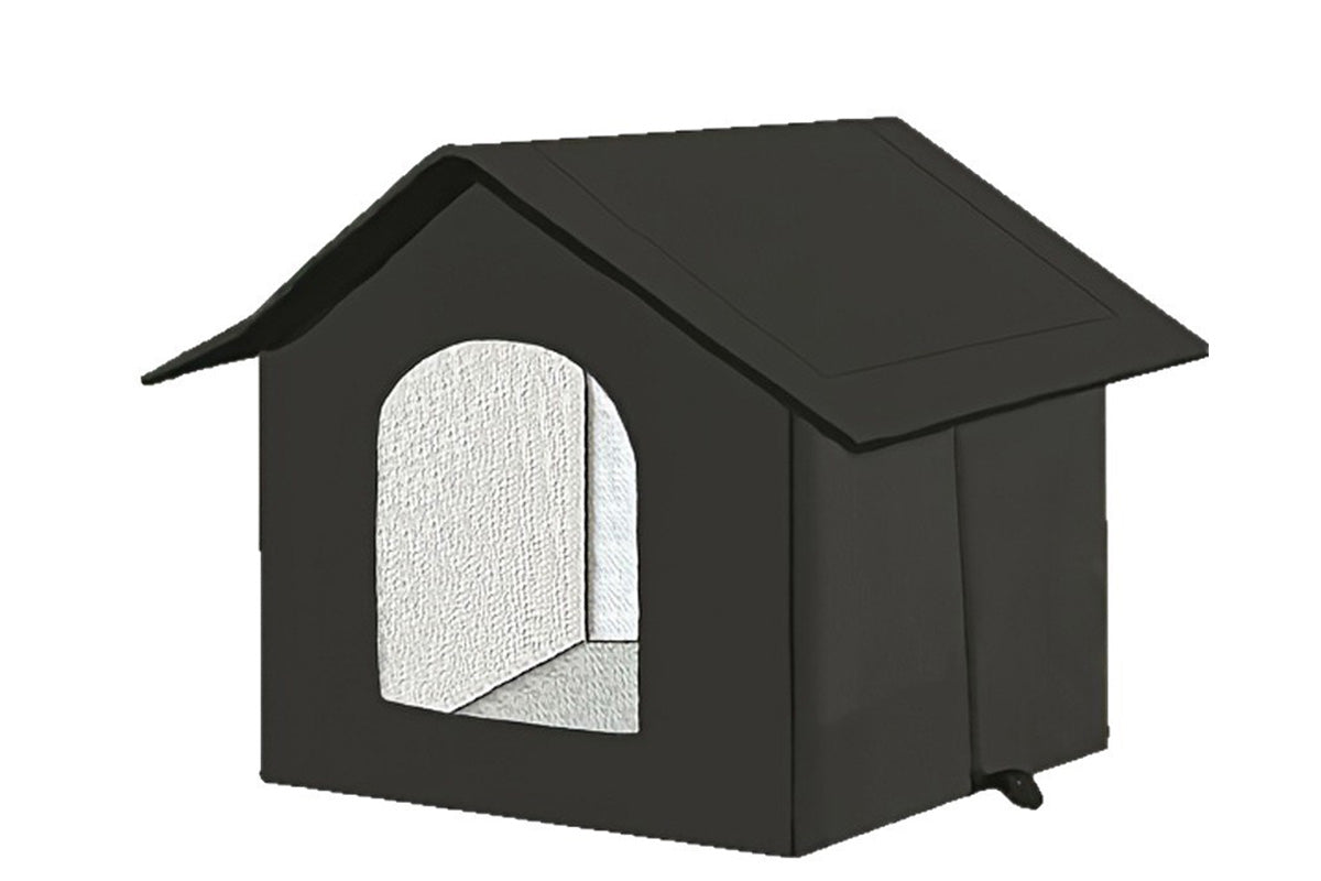 All Season Outdoor Cat House Self-Warming Shelter for Cats & Small Pets -Black