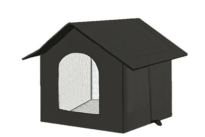 All Season Outdoor Cat House Self-Warming Shelter for Cats & Small Pets -Black