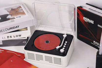 Retro CD Player Multifunctional Music Player with Bluetooth FM Radio for Home Use-White