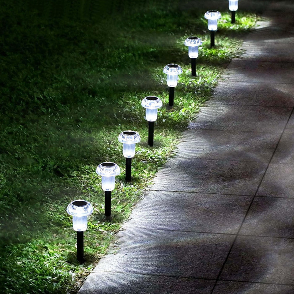 4 Piece Solar Mushroom Rhinestone Ground Stake Lights - White