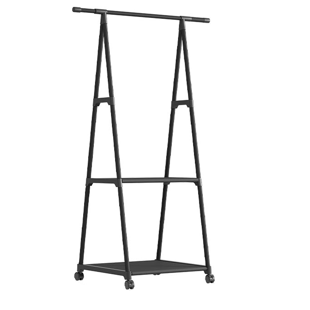 Free Standing Clothes Rack with Wheels and Shelf-Black