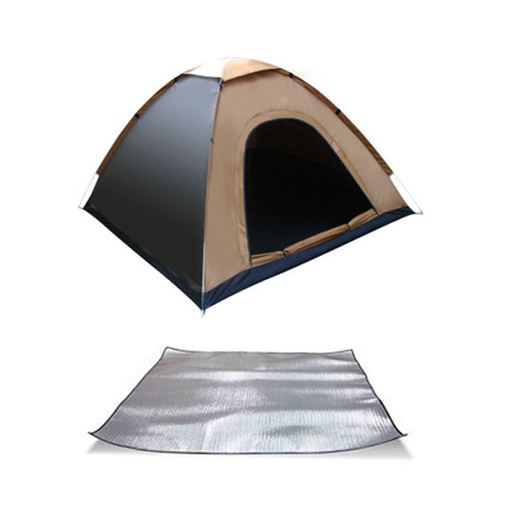 For 2-Person Foldable Outdoor Camping Tent Portable Quick Automatic Opening Beach Tent Hiking Picnic Travel Brown